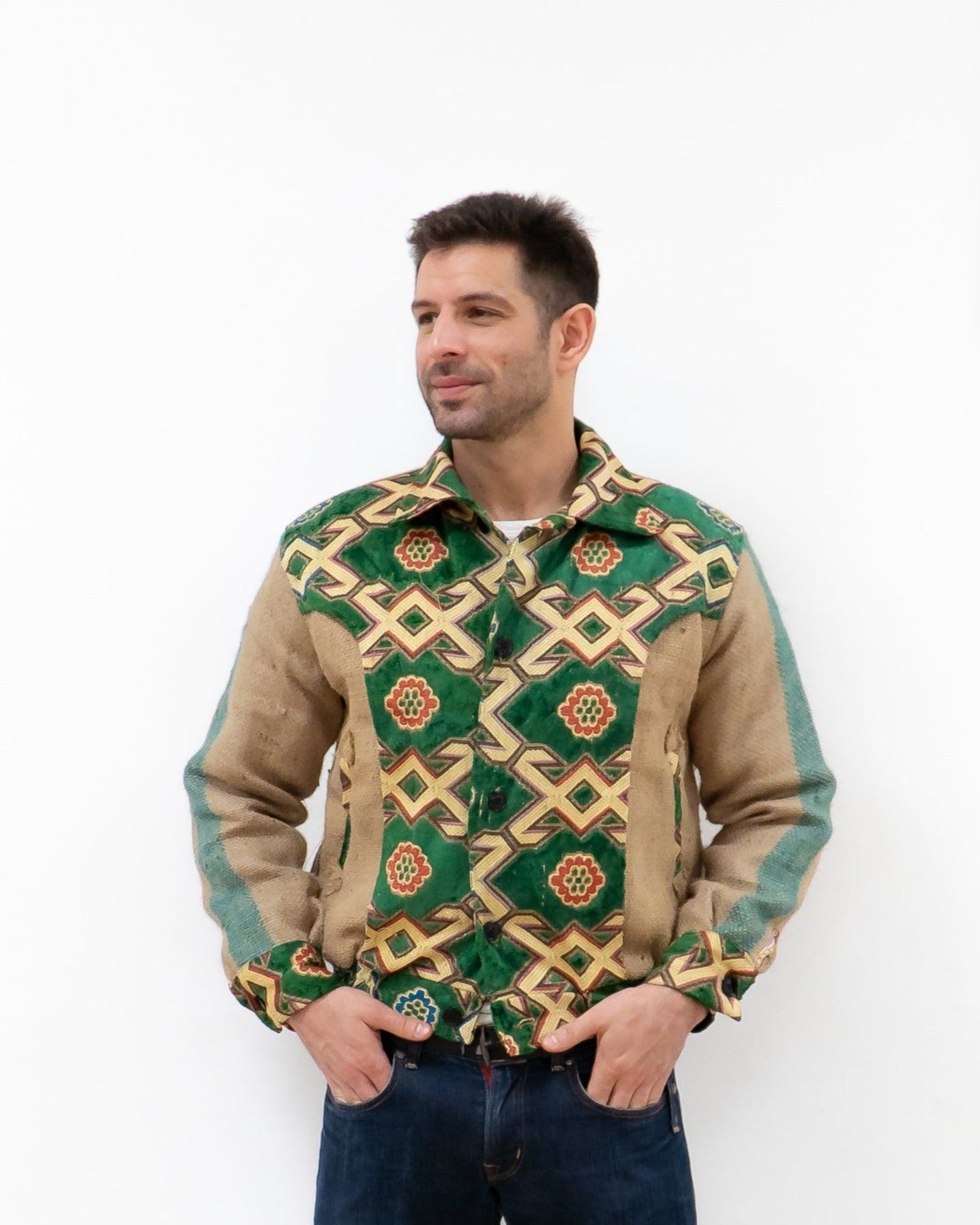 ANOURI - Unisex Green Burlap Jacket